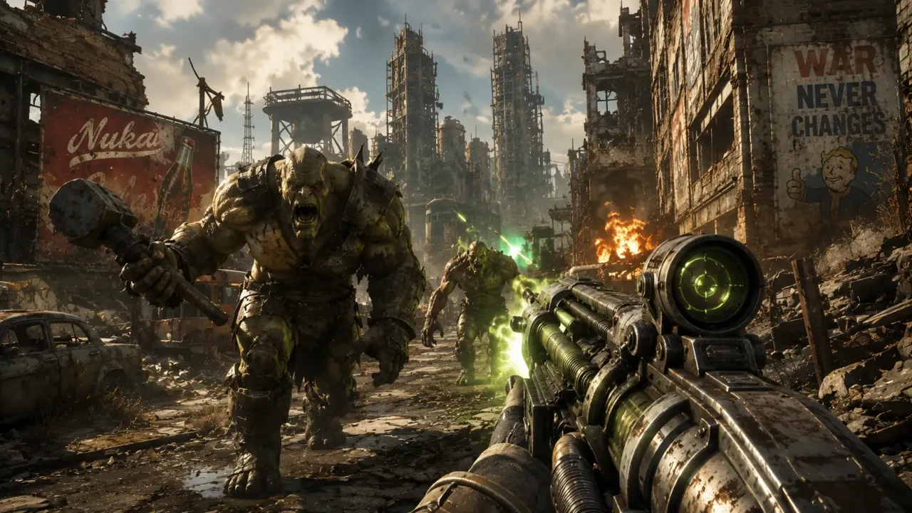 Apocalyptic showdown in a ruined city fallout 5